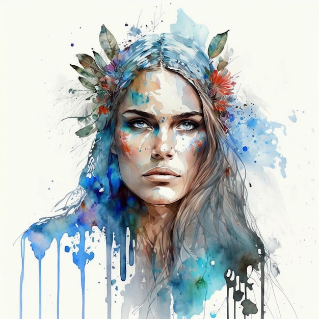 Boho woman watercolor