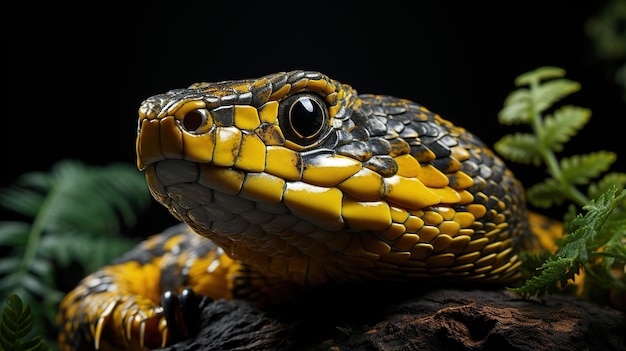 Boiga snake dendrophila yellow ringed attacking style