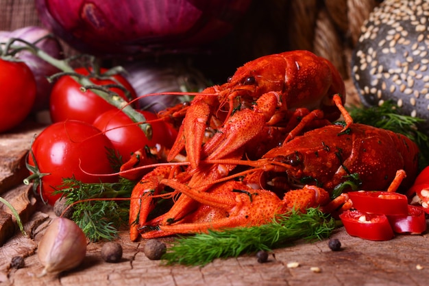 Boiled crayfish and beer