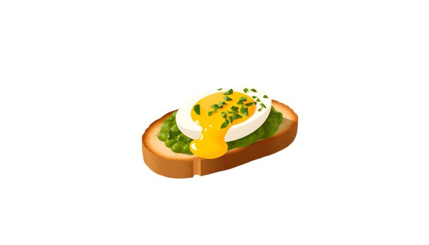 Photo boiled egg with pesto on toast isolated with white highlights