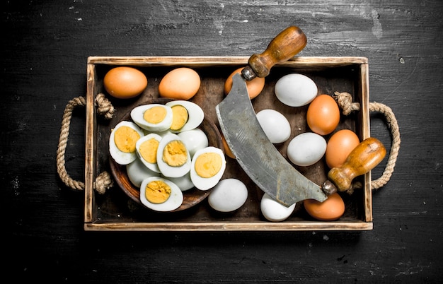 Boiled eggs in a bowl.