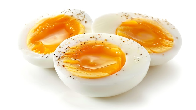 Photo boiled eggs on a white background