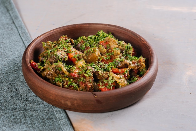 Boiled meat dish in pot