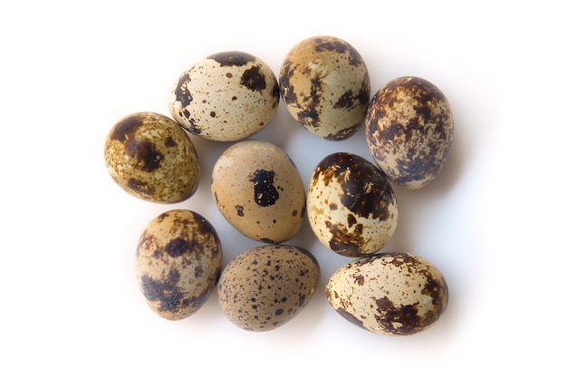 Boiled Quail eggs top view isolated