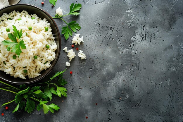 Photo boiled rice with herbs generative ai