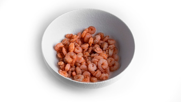 Boiled shrimp isolated on white.