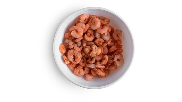 Boiled shrimp isolated on white.