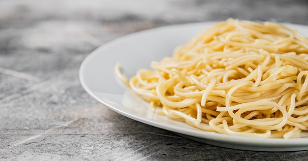 Boiled spaghetti on a plate