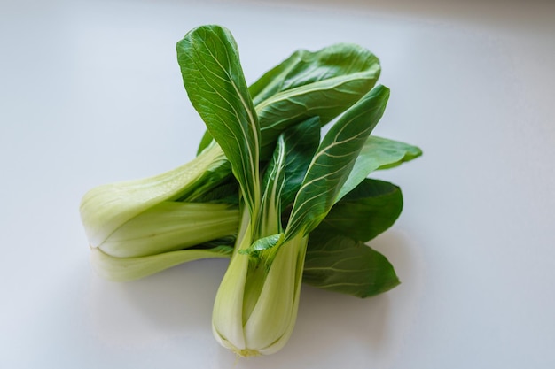 Bok choy on table