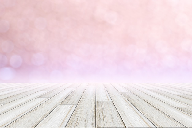 Bokeh background with wooden floor