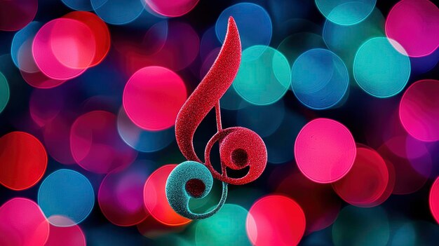 Bokeh Effect Highlights A Glowing Music Note Vibrant And Festive