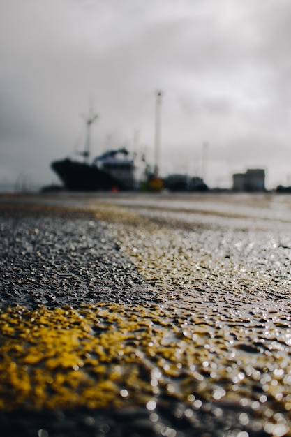 Bokeh on the floor on the port