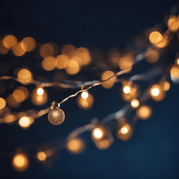 Bokeh lights over dark blue background decoration concept