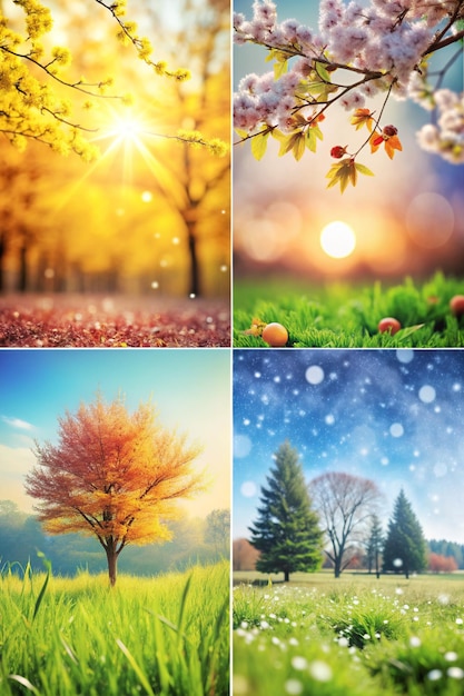 Photo bokeh nature backgrounds beautiful nature bokeh backgrounds for four seasons spring summer fall and winter