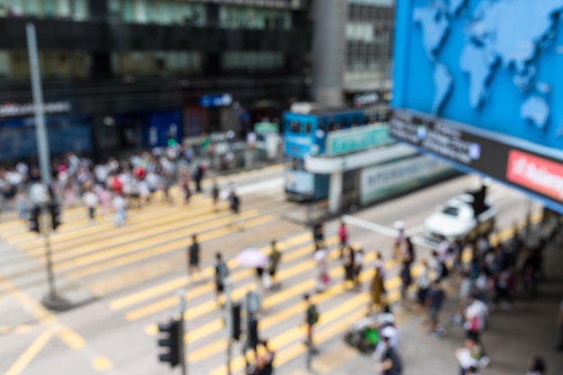 Bokeh of people cross the road