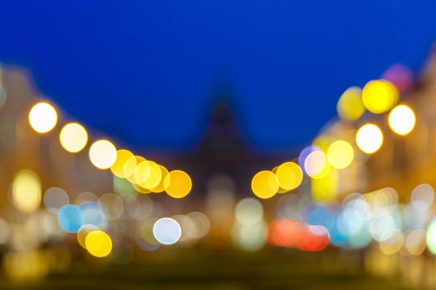 Bokeh photo of Wenceslas Square at night Prague