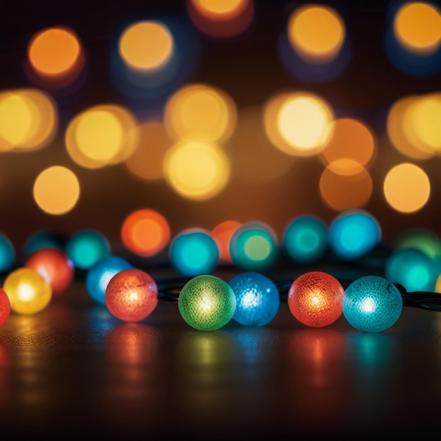 Bokeh And Retro String Lights In Festive Background