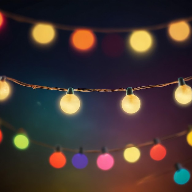 Bokeh And Retro String Lights In Festive Background