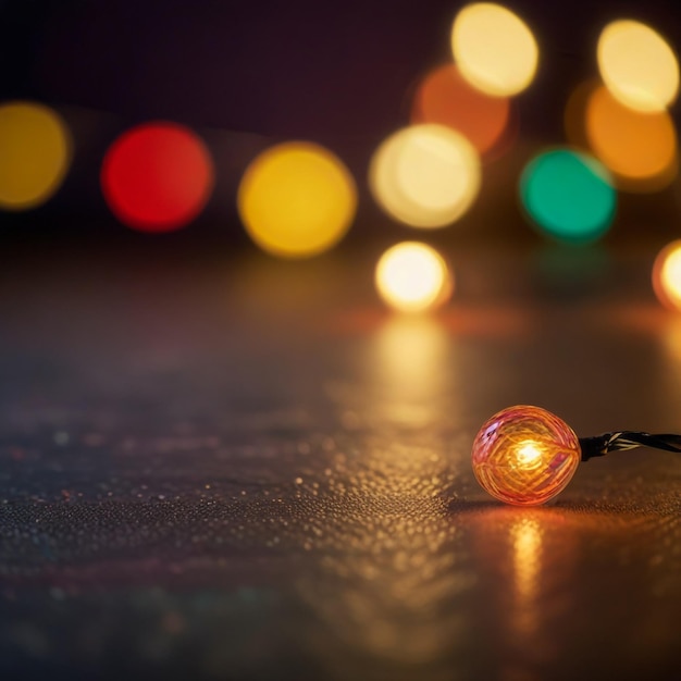 Bokeh And Retro String Lights In Festive Background