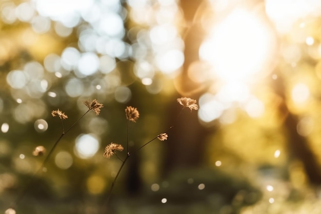 Photo bokeh in sunny forest