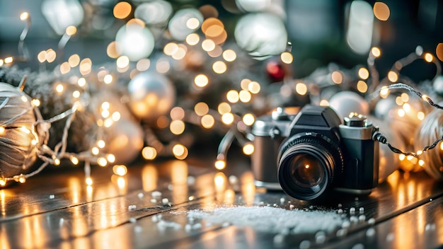 Photo bokeh wishes for 2025 soft focus background with glowing lights for dreamy new year greetings and t