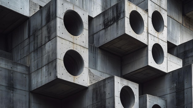 Photo bold and angular brutalist architecture meets abstract geometry concept