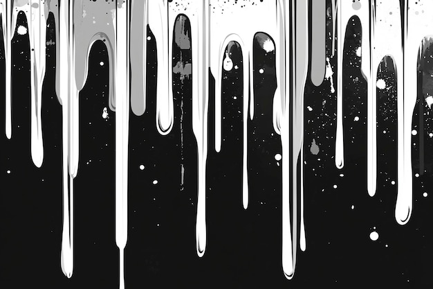 Bold Black and White Dripping Paint Illustration High Contrast Design Element