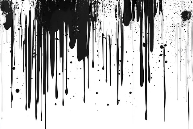 Bold Black and White Dripping Paint Illustration High Contrast Design Element