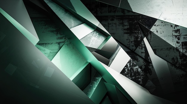 Photo bold black white and green shapes with soft ambient light in constructivist wallpaper