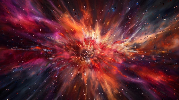 Bold and bright explosions of red orange and purple burst onto the screen creating a stunning