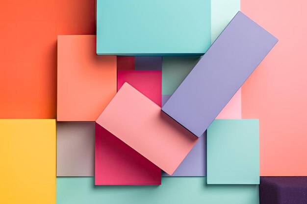 Photo bold color blocks on a pastel background created with generative ai