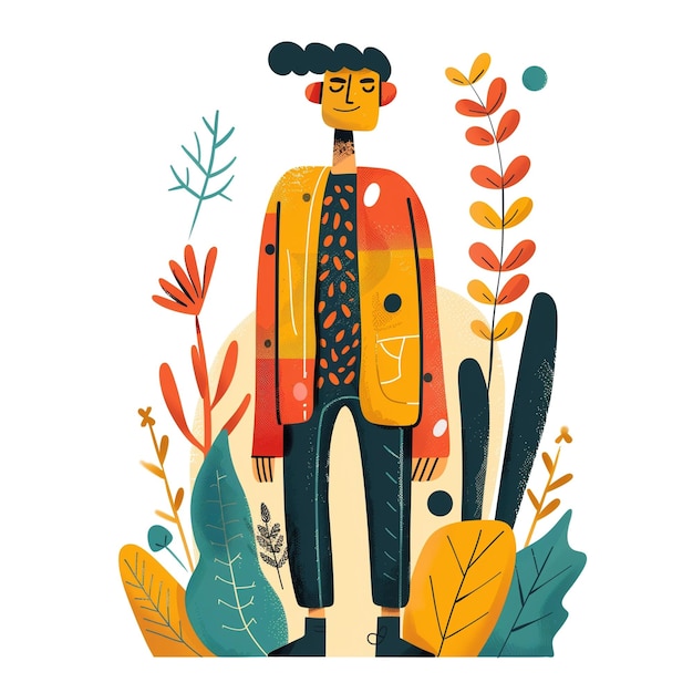 Bold and colorful abstract character with creative and playful design