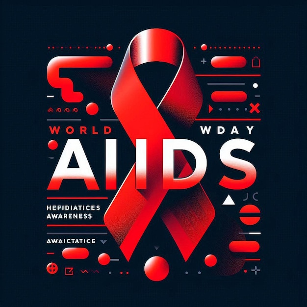 Photo bold and contemporary world aids day design red ribbon modern graphics dark background december 1st