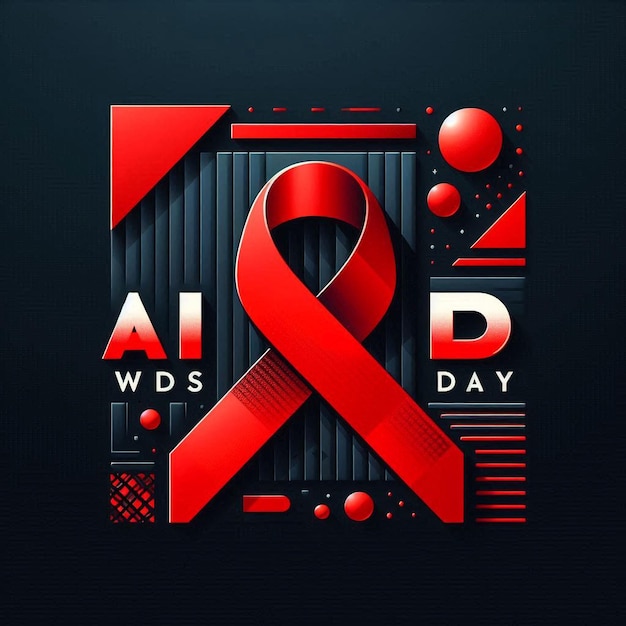 Photo bold and contemporary world aids day design red ribbon modern graphics dark background december 1st