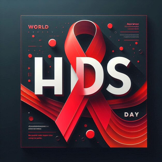 Photo bold and contemporary world aids day design red ribbon modern graphics dark background december 1st