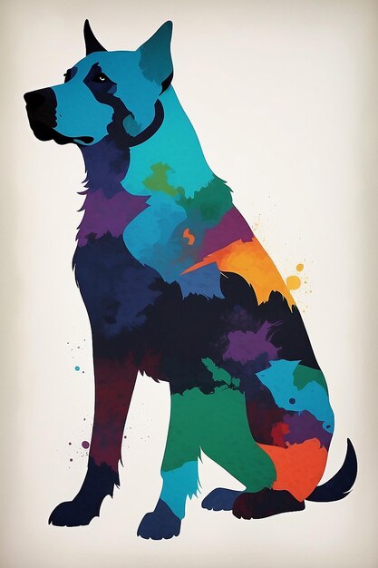 Photo bold dog silhouette art