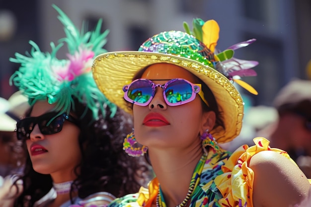 Bold and eccentric street women fashion during a city parade