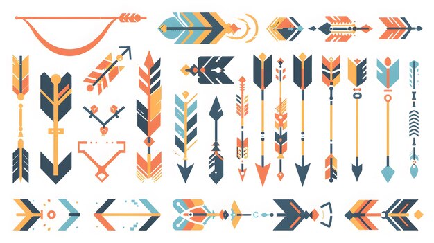 Bold and expressive arrow designs in red orange and blue hues featuring marker and brush stroke effects ideal for creative projects posters and digital illustrations