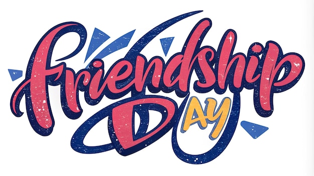 Photo bold friendship day text in dynamic retro style features vibrant colors and playful design