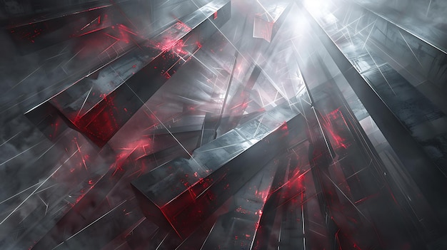 Bold Geometric Abstract Artwork with Vibrant Red and Gray Overlays for Modern Aesthetic