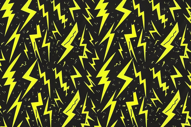 Bold and geometric lightning bolt pattern electric yellow and black design