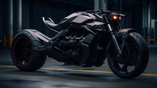 Bold And Graceful Futuristic Black Motorcycle In 8k Resolution