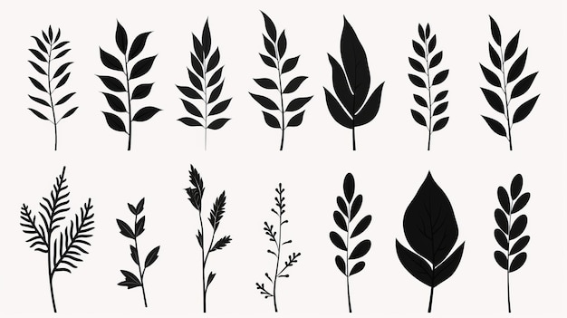 Photo bold and graceful plant silhouettes a mystic symbolism in flat forms