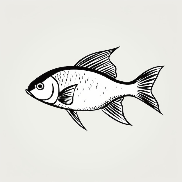 Bold Graphic Illustration Of A Black Fish Silhouette On Light Background