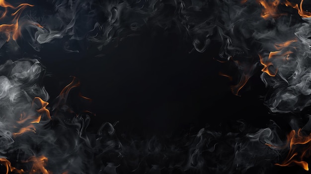 Bold and Intense Smoke and Flames on Dark Background with Copy Space Generative AI