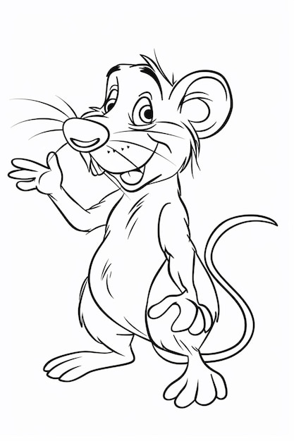 Bold line art cartoon style Rat vector for kids coloring book