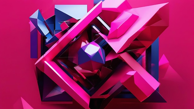 Photo bold magenta geometric render generative ai