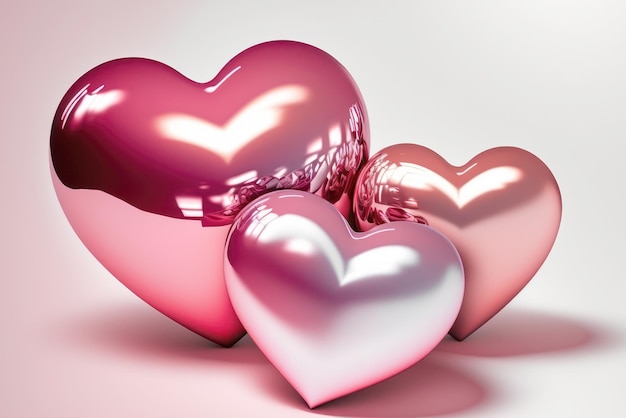 Bold metallic color of heart on white background