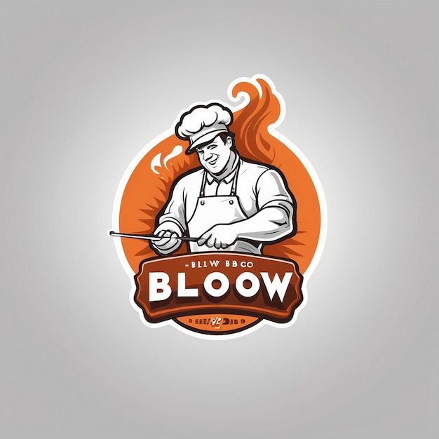 Photo bold and modern logo for blow white bbq company