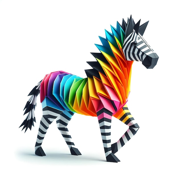 Bold Origami Zebra on a Bright White Background